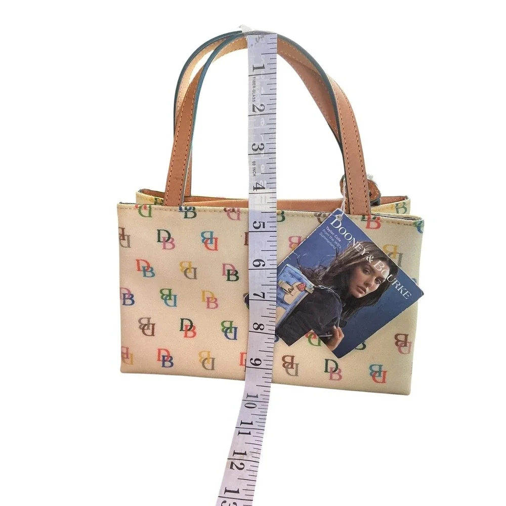 Dooney & Bourke‎ Tiny East/West Bag White Multi Color Monogram Mini Tote WI396